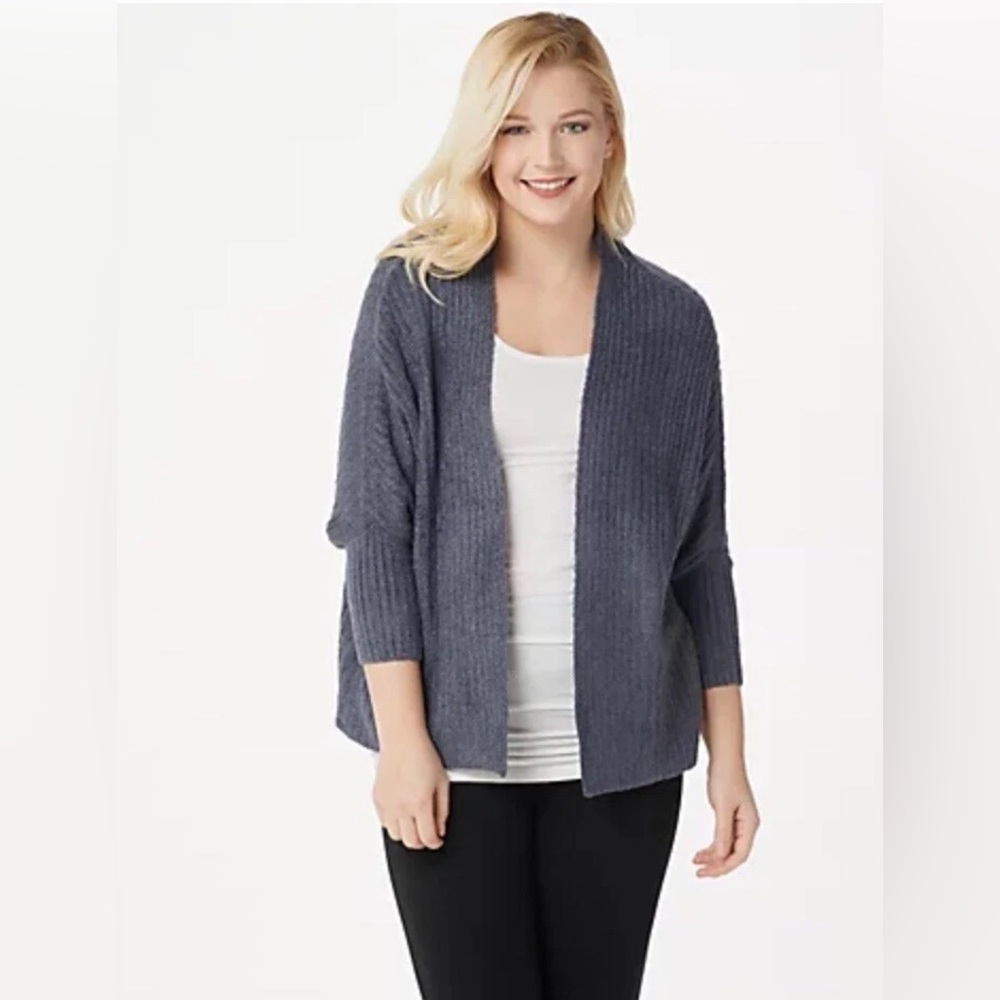 NEW!! Women’s Barefoot Dreams Ribbed Shrug Cozychic Lite Cardigan Grey Size S/M